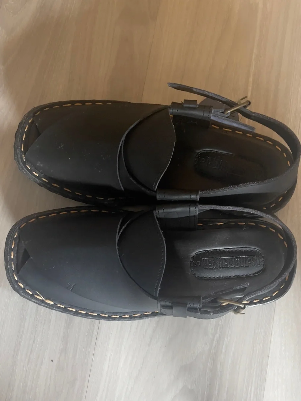 Men's Black Leather Slingback Sandals - Unknown Brand